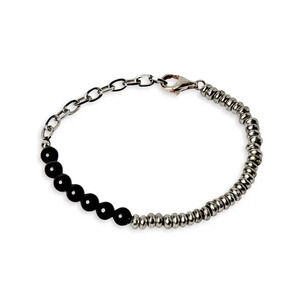 The Monotype The Beckett Onyx Beaded Bracelet Silver